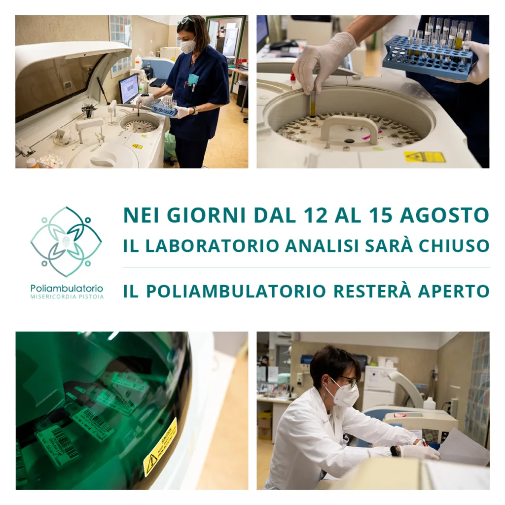 Chiusura del laboratorio analisi dal 12 al 15 agosto