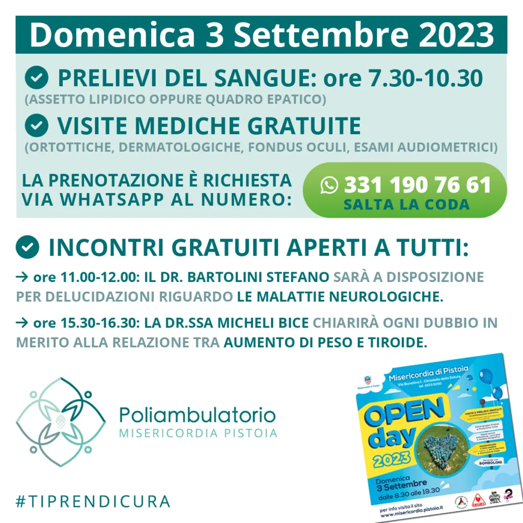 3 settembre 2023: OPEN DAY MISERICORDIA PISTOIA